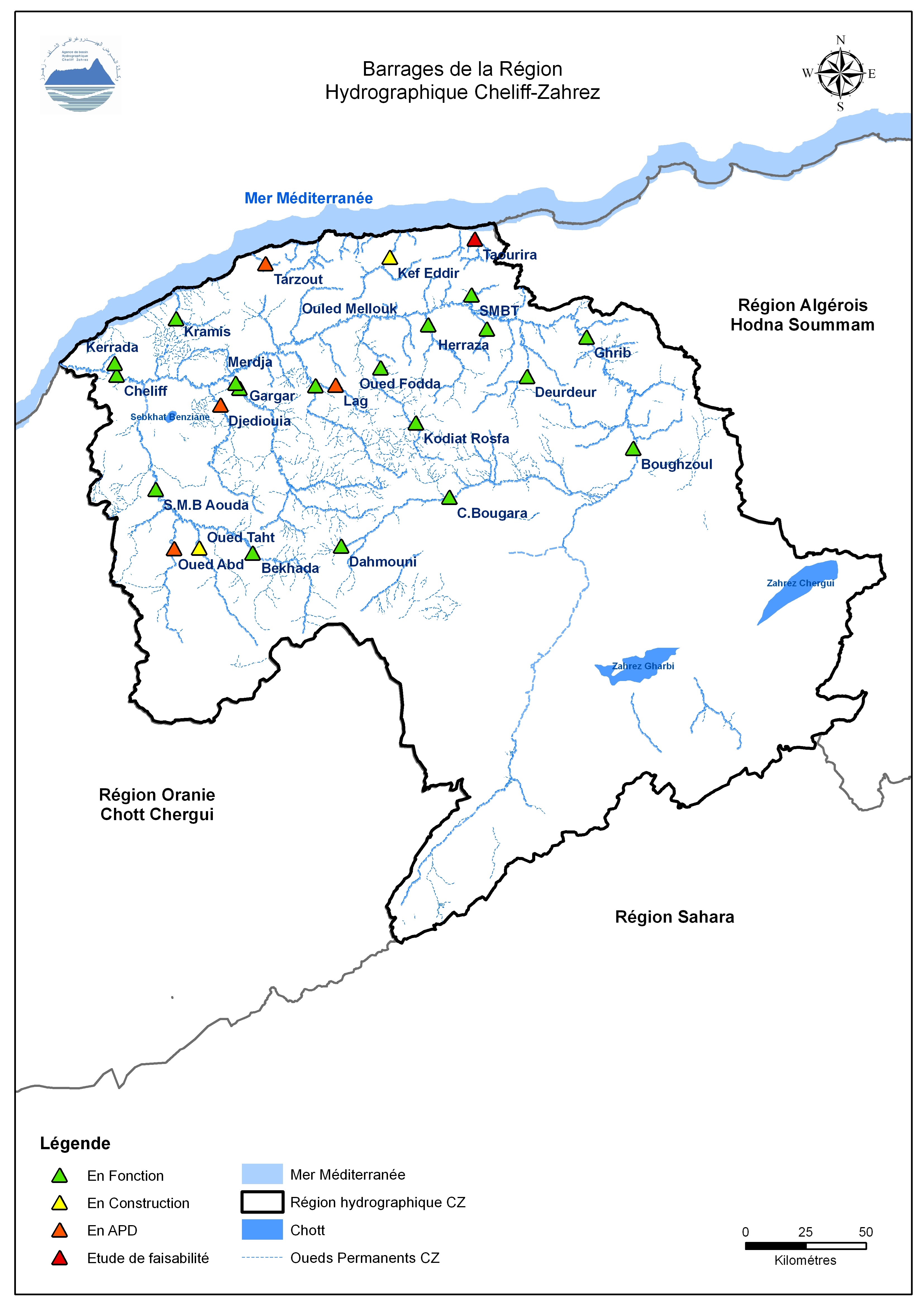 Carte des barrages de la RHCZ